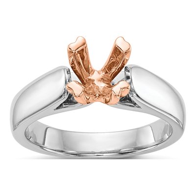 14K Two-Tone Gold Round Solitaire Ring Mounting – view 7