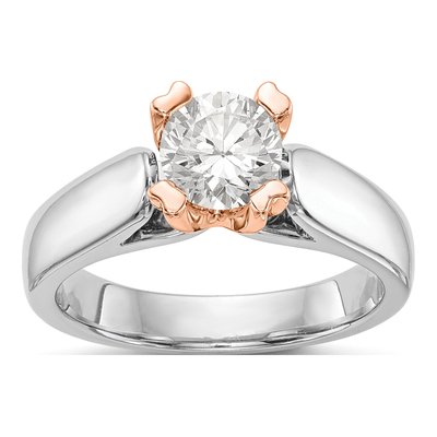 14K Two-Tone Gold Round Solitaire Ring Mounting