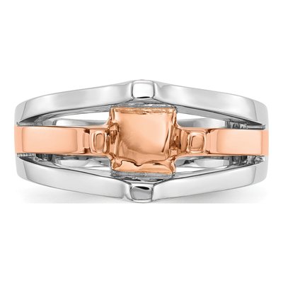 14K Two-Tone Gold Round Solitaire Engagement Ring Mounting – view 4
