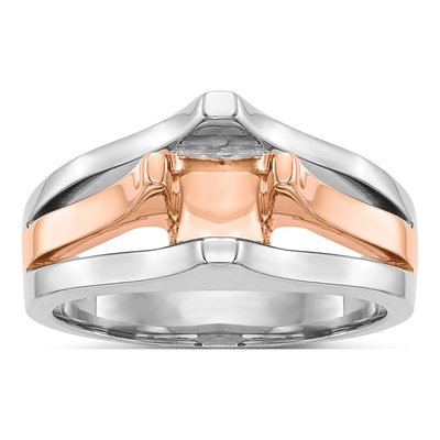 14K Two-Tone Gold Round Solitaire Engagement Ring Mounting – view 7