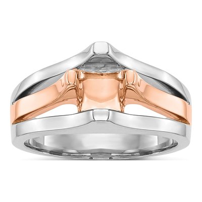 14K Two-Tone Gold Round Solitaire Engagement Ring Mounting