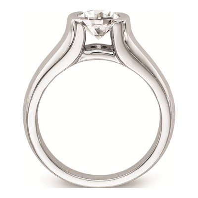 14K White Gold Half-Bezel Solitaire Engagement Ring Mounting – view 3