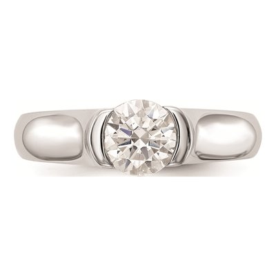 14K White Gold Half-Bezel Solitaire Engagement Ring Mounting – view 5