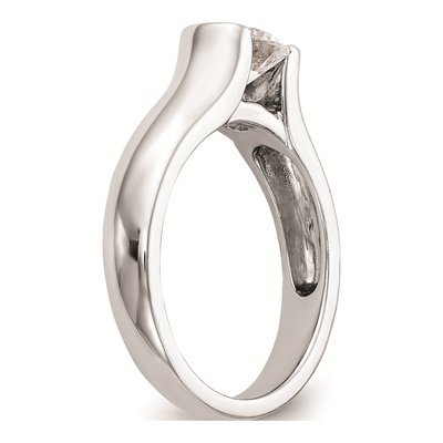 14K White Gold Half-Bezel Solitaire Engagement Ring Mounting – view 7