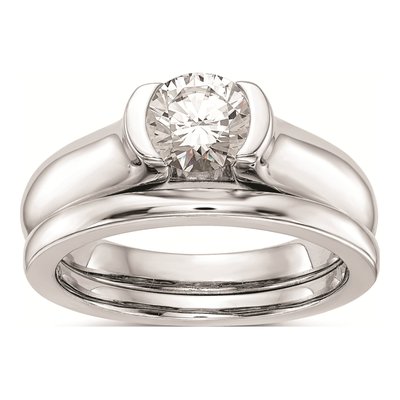 14K White Gold Half-Bezel Solitaire Engagement Ring Mounting – view 8