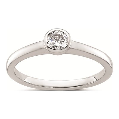14K White Gold Bezel Engagement Ring Mounting