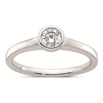 14K White Gold Bezel Solitaire Engagement Ring Mounting