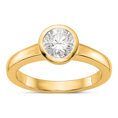 14K Yellow Gold Round Bezel Engagement Ring Mounting