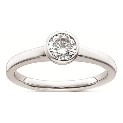 14K White Gold Bezel Solitaire Engagement Ring Mounting