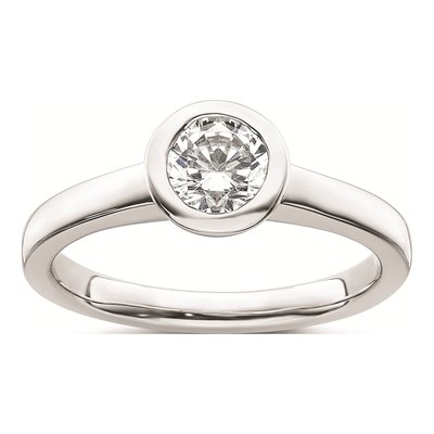 14K White Gold Bezel Solitaire Engagement Ring Mounting