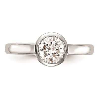 14K White Gold Bezel Solitaire Engagement Ring Mounting – view 4