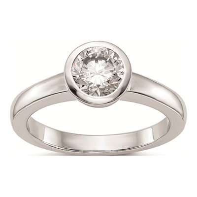 14K White Gold Bezel Solitaire Engagement Ring Mounting