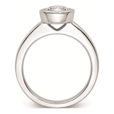 14K White Gold Bezel Engagement Ring Mounting – view 3