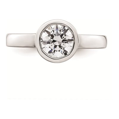 14K White Gold Bezel Engagement Ring Mounting – view 5
