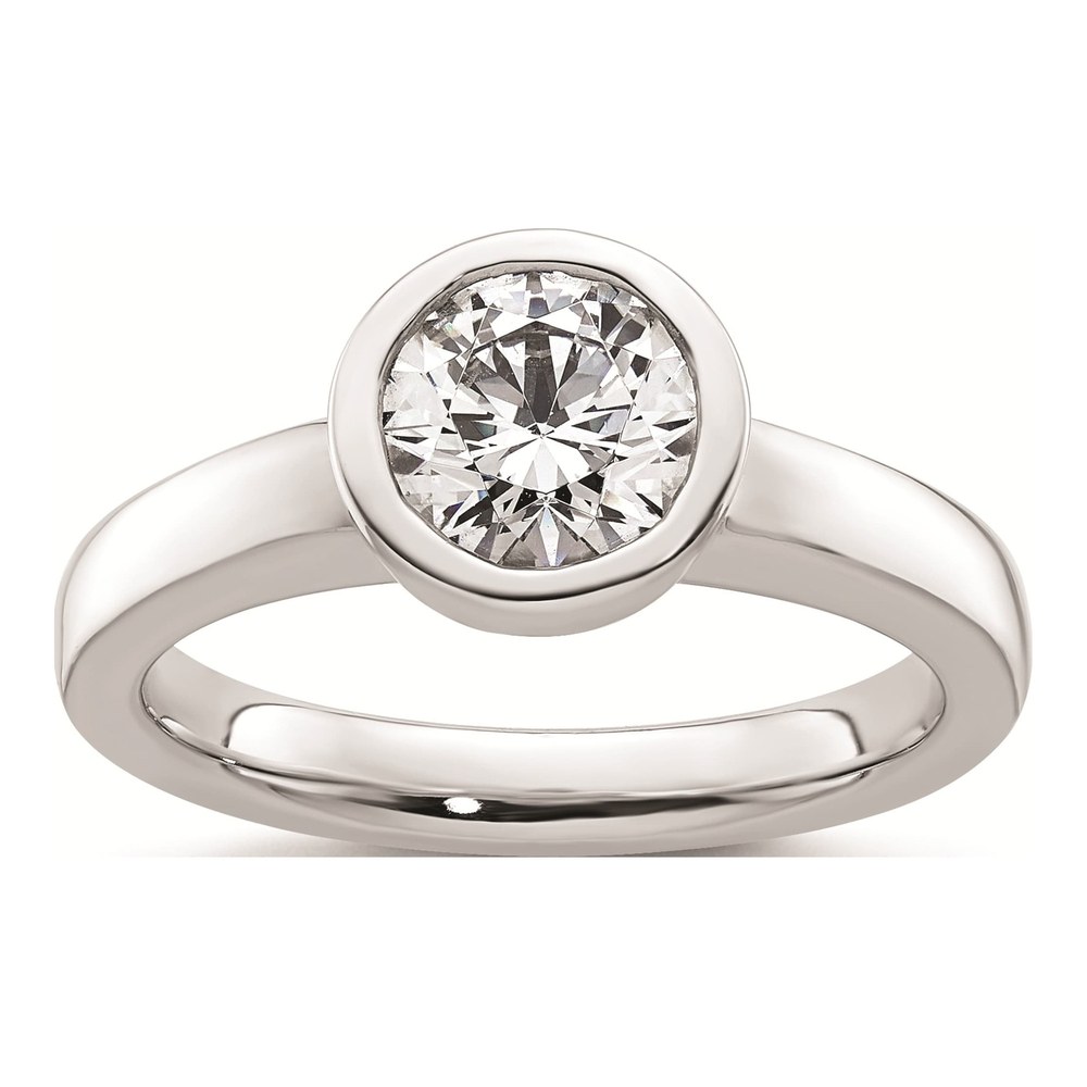14K White Gold Bezel Engagement Ring Mounting
