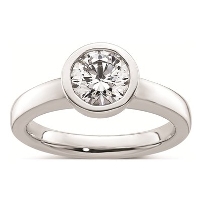 14K White Gold Bezel Engagement Ring Mounting