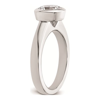 14K White Gold Bezel Solitaire Engagement Ring Mounting – view 7