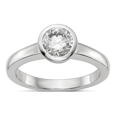Platinum Round Bezel Solitaire Engagement Ring Mounting
