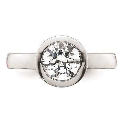 14K White Gold Bezel Solitaire Engagement Ring Mounting – view 5