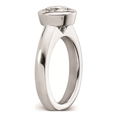 14K White Gold Bezel Solitaire Engagement Ring Mounting – view 7