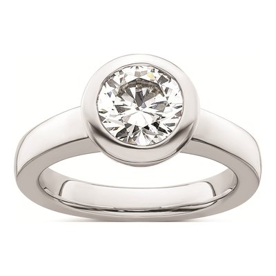 14K White Gold Bezel Solitaire Engagement Ring Mounting