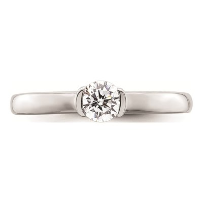 14K White Gold Half-Bezel Solitaire Engagement Ring Mounting – view 5