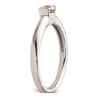 14K White Gold Half-Bezel Solitaire Engagement Ring Mounting – view 7
