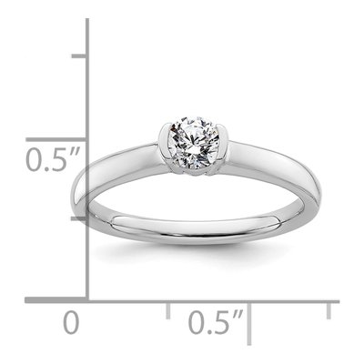 14K White Gold Half-Bezel Solitaire Engagement Ring Mounting – view 8