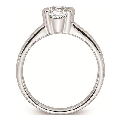 14K White Gold Half-Bezel Round Engagement Ring Mounting – view 3