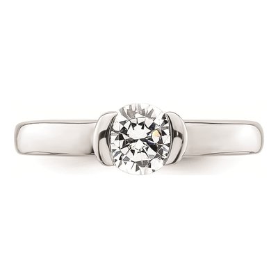 14K White Gold Half-Bezel Round Engagement Ring Mounting – view 5