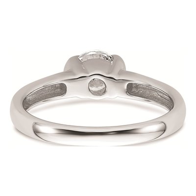14K White Gold Half-Bezel Round Engagement Ring Mounting – view 6