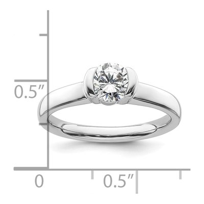 14K White Gold Half-Bezel Round Engagement Ring Mounting – view 8