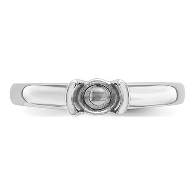 14K White Gold Half-Bezel Solitaire Engagement Ring Mounting – view 4