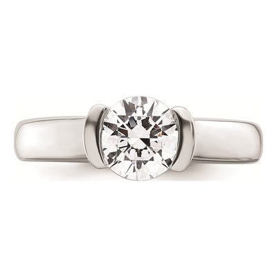 14K White Gold Half-Bezel Engagement Ring Mounting – view 5