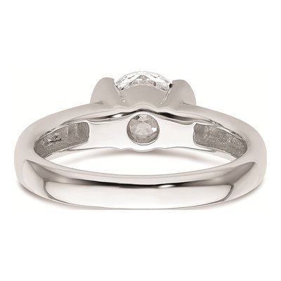 14K White Gold Half-Bezel Engagement Ring Mounting – view 6