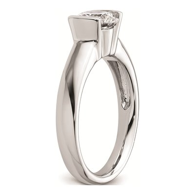 14K White Gold Half-Bezel Engagement Ring Mounting – view 7
