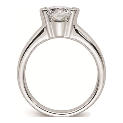 14K White Gold Half-Bezel Round Solitaire Engagement Ring Mounting – view 3