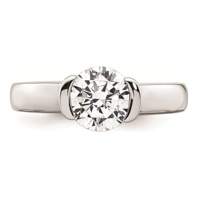 14K White Gold Half-Bezel Round Solitaire Engagement Ring Mounting – view 5