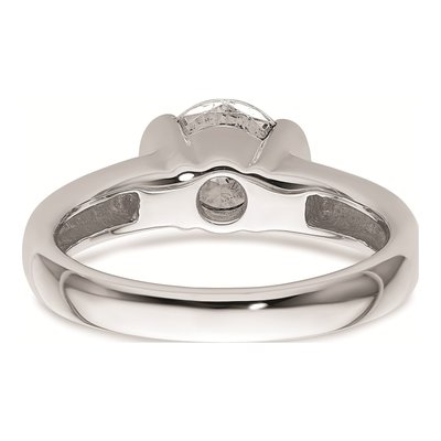 14K White Gold Half-Bezel Round Solitaire Engagement Ring Mounting – view 6