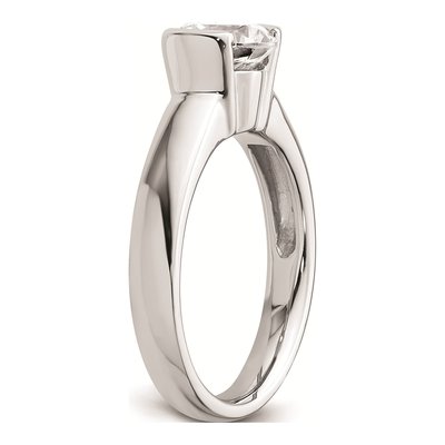 14K White Gold Half-Bezel Round Solitaire Engagement Ring Mounting – view 7