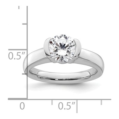 14K White Gold Half-Bezel Round Solitaire Engagement Ring Mounting – view 8