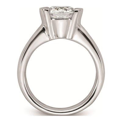 14K White Gold Half-Bezel Solitaire Engagement Ring Mounting – view 3