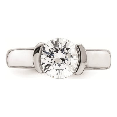 14K White Gold Half-Bezel Solitaire Engagement Ring Mounting – view 5