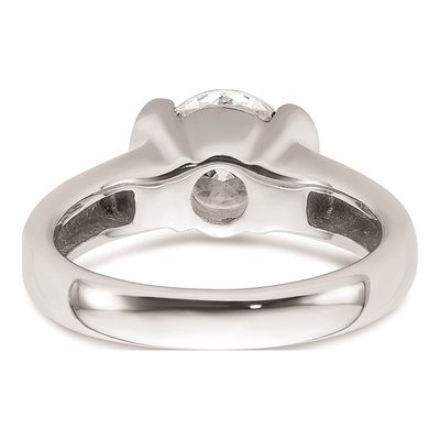 14K White Gold Half-Bezel Solitaire Engagement Ring Mounting – view 6
