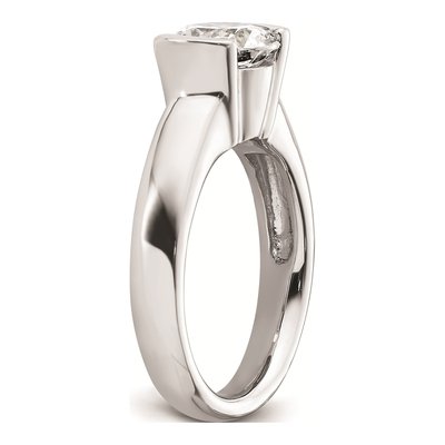 14K White Gold Half-Bezel Solitaire Engagement Ring Mounting – view 7