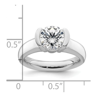 14K White Gold Half-Bezel Solitaire Engagement Ring Mounting – view 8