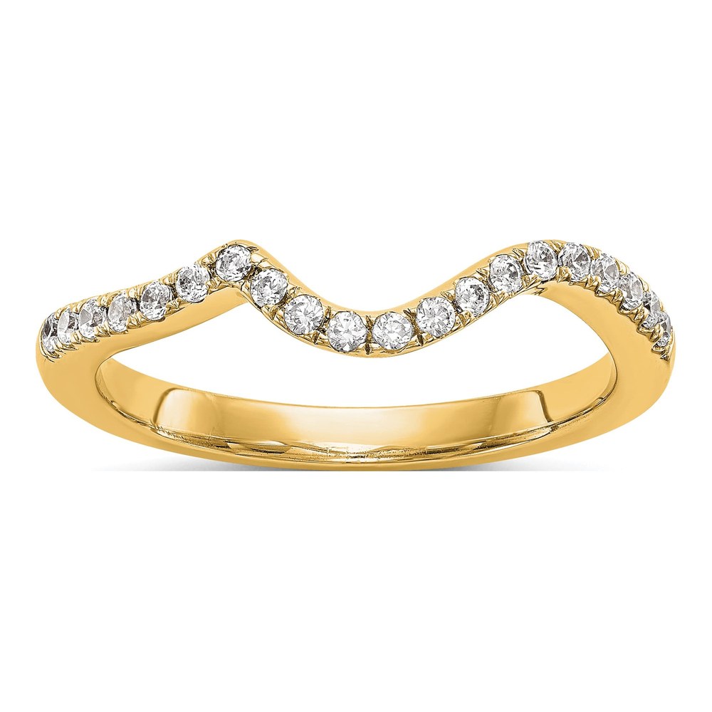 14K Yellow Gold 1/5 ct tw Contoured Diamond Wedding Band