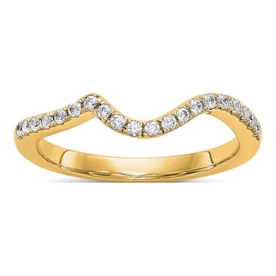 14K Yellow Gold 1/5 ct tw Contoured Diamond Wedding Band