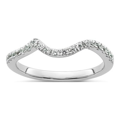14K White Gold 1/3 ct tw Diamond Contoured Wedding Band