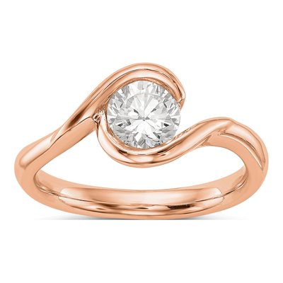 14K Rose Gold Bezel Set Solitaire Engagement Ring Mounting